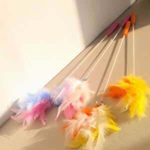 Baguette à plumes multicolore avec double clochette – jouet pour chat – Réf. XN-18
