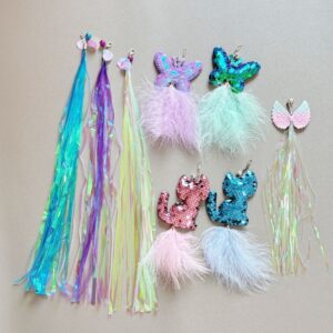 Têtes de rechange pour canne à chat – plumes, paillettes et franges – Réf. PET-0019